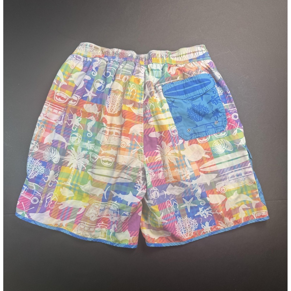 Trunkers Swim Trunks Shorts Mens XL Multicolor Blue Aloha Surf Woody Car Beach - Picture 7 of 7